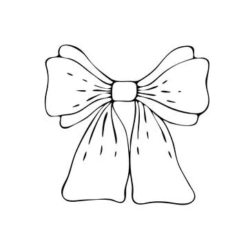 Hand drawn bow in line style, doodle line beautiful bow. Stock Illustration