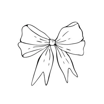 Hand drawn bow in line style, doodle line beautiful bow. Stock Illustration
