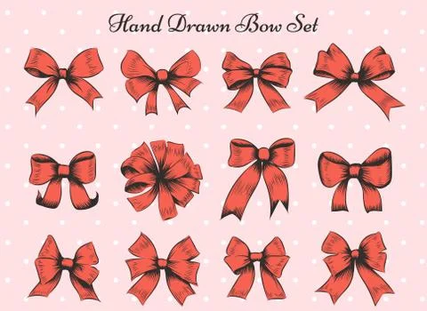 Hand Drawn Bow Set Stock Illustration