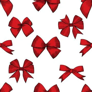 Hand drawn bows vector seamless pattern. 스톡 일러스트