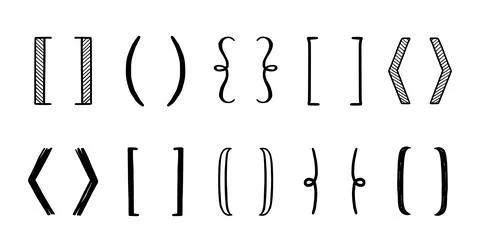 Hand drawn bracket, parenthesis element. Doodle sketch bracket Stock Illustration