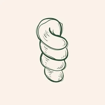Hand Drawn Braided Bread Roll Vector Illustration Ilustração Stock
