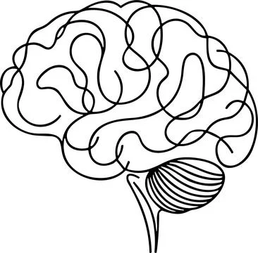 Hand Drawn Brain Icon. minimalism style vector illustration. Stock Illustration
