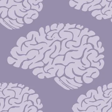 Hand Drawn Brain Seamless Pattern Background. Vector イラスト素材