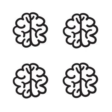 Hand drawn brain set vector icon illustration . Illustrazione stock