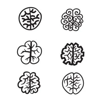 Hand drawn brain set vector icon illustration . Stock Illustration
