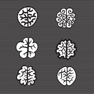 Hand drawn brain set vector icon illustration . Stock Illustration
