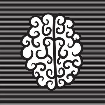 Hand drawn brain set vector icon illustration . Stock Illustration