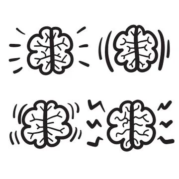 Hand drawn brain set vector icon illustration . Stock Illustration