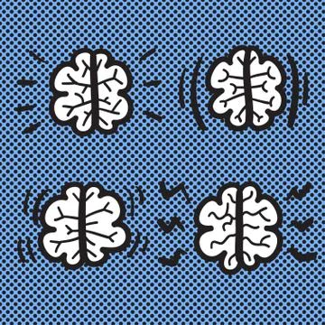 Hand drawn brain set vector icon illustration . Stock Illustration