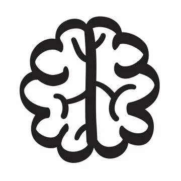 Hand drawn brain set vector icon illustration . Stock Illustration