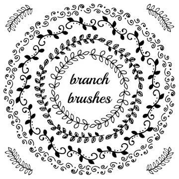 Hand drawn branch brushes. 스톡 일러스트