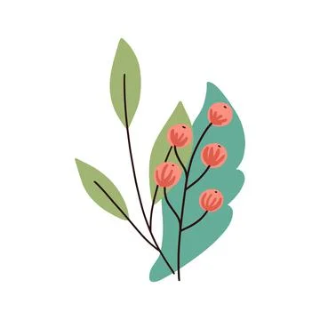 Hand drawn branch with leaves Stock Illustration