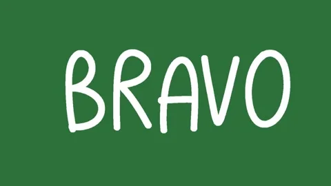 Hand Drawn Bravo Text Writing Animation on Green Screen | 2D Hand Drawn Stock Footage 328989457