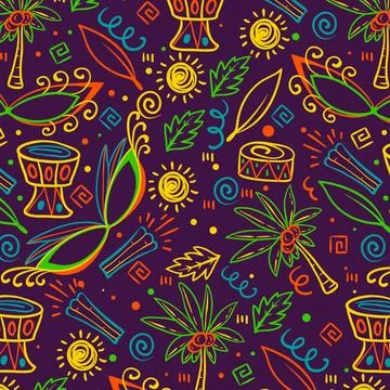 Hand drawn brazilian carnival pattern Illustrazione stock