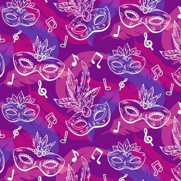 Hand drawn brazilian carnival pattern 스톡 일러스트