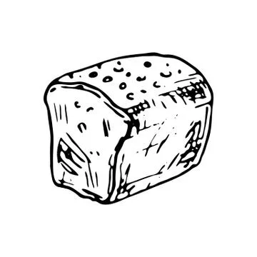 Hand drawn bread doodle. Sketch food and drink, icon. Decoration element. Iso Illustrazione stock
