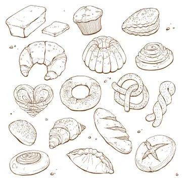 Hand drawn bread Stock Illustration