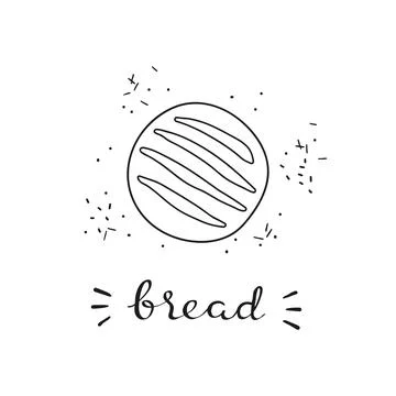 Hand drawn bread with lettering. Illustrazione stock