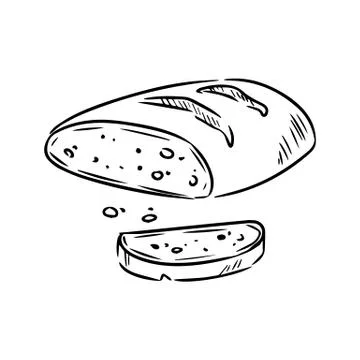 Hand drawn bread sketch doodle. Organic ecological food vector image Stock Illustration