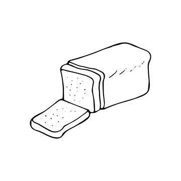 Hand drawn bread with sliced pieces Illustrazione stock