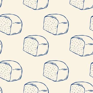 Hand drawn bread slices pattern sketch style Stockillustratie