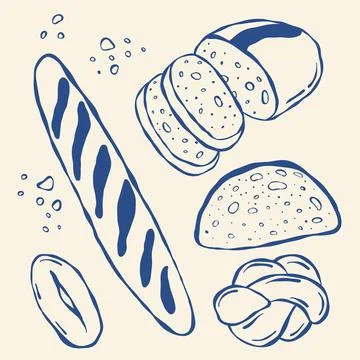 Hand drawn Bread Vector Bundle Illustrazione stock