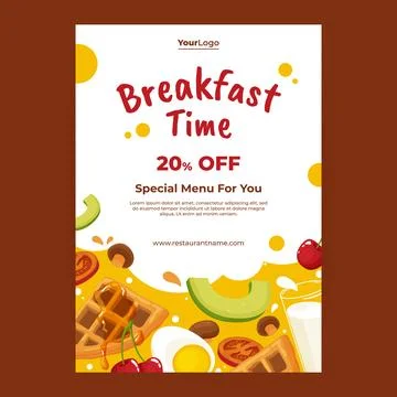 Hand drawn breakfast flyer template Illustrazione stock