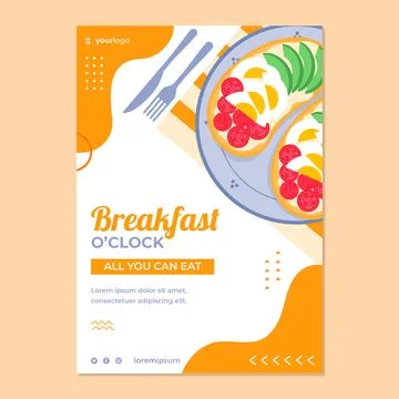 Hand drawn breakfast flyer template Illustrazione stock