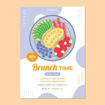 Hand drawn breakfast flyer template Illustrazione stock
