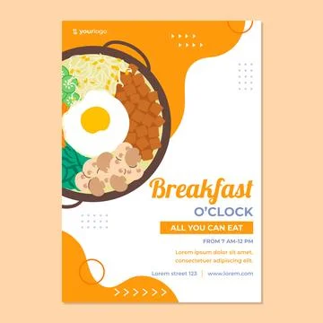 Hand drawn breakfast flyer template Illustrazione stock