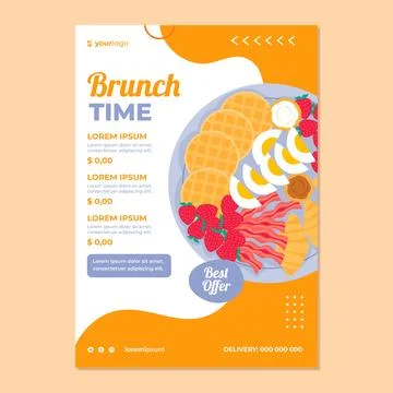 Hand drawn breakfast flyer template Illustrazione stock