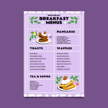 Hand drawn breakfast flyer template Illustrazione stock