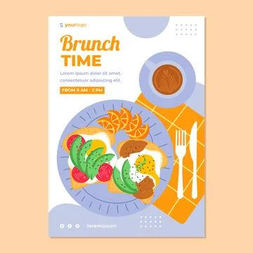Hand drawn breakfast flyer template Illustrazione stock