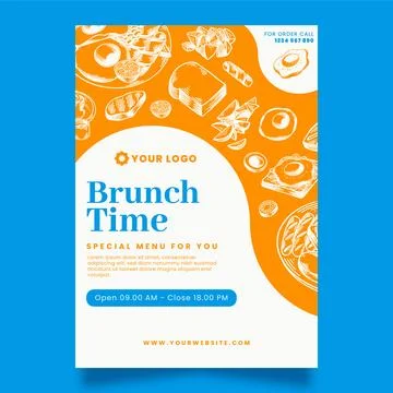 Hand drawn breakfast flyer template Illustrazione stock