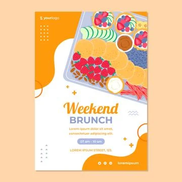 Hand drawn breakfast flyer template Illustrazione stock