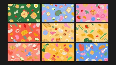 Hand drawn breakfast icons background Set Stock Illustration