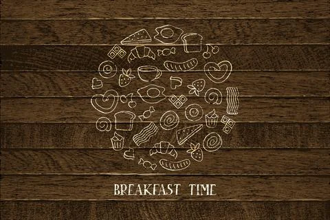 Hand drawn breakfast illustration. Stock Illustration