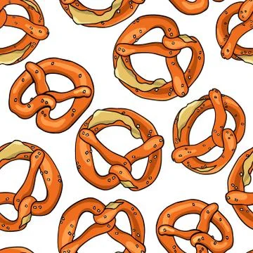 Hand drawn bretzels pattern Stock Illustration