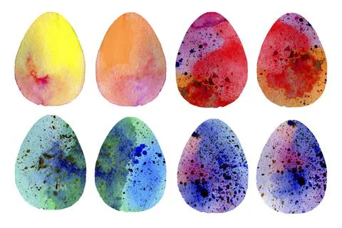 Hand drawn bright Easter eggs set Stock Illustration