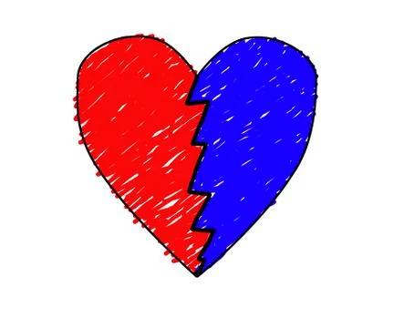 Hand drawn broken heart 스톡 일러스트