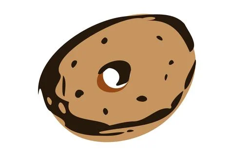Hand Drawn Brown Bagel Bakery Vector Illustrazione stock
