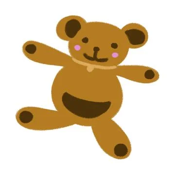 Hand drawn brown bear with a dark brown pouch on a white background Stock Illustration