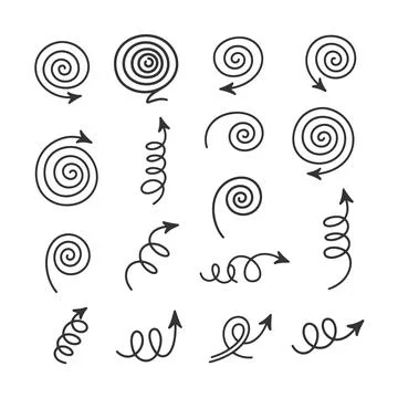 Hand drawn brush arrow stroke icon set Stock Illustration