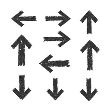Hand drawn brush arrow stroke icon set Stock Illustration