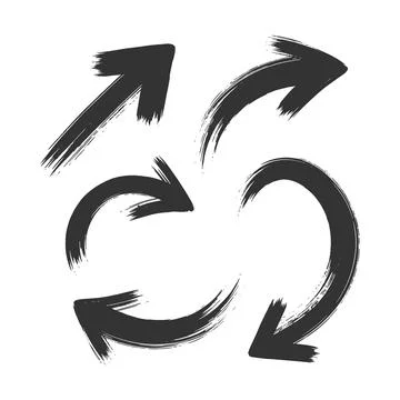 Hand drawn brush arrow stroke icon set Stock Illustration