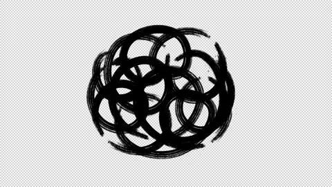 Hand Drawn Brush Circular Scribble Lines Loop Transparent Stock Footage 319862511