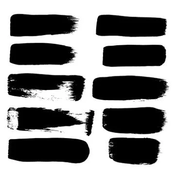 Hand drawn brush design element, black paint ink brush strokes. Grunge brush  Stock Illustration