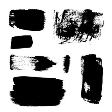 Hand drawn brush design element, black paint ink brush strokes. Grunge brush  Stock Illustration