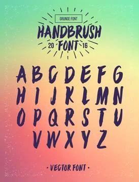 Hand drawn brush font. Vector grunge alphabet. Hand drawn calligraphic narrow Stock Illustration